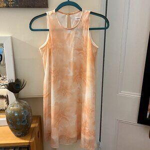 Calvin Klein Cocktail Dress A-Line Pink Floral Motif Sleeveless Dress - Size 2P